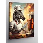 Tablomega Kanvas Tablo Aşçı Zebra Döner Keserken