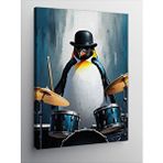Tablomega Kanvas Tablo Bateri Çalan Penguen