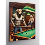 Tablomega Kanvas Tablo Bilardo Masasında Köpekler