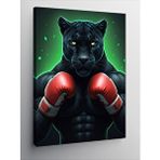 Tablomega Kanvas Tablo Boks Eldivenli Kara Panter