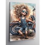 Tablomega Kanvas Tablo Chopper Motor Ve Küçük Kız