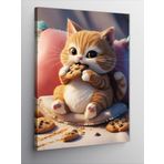 Tablomega Kanvas Tablo Çikolatalı Kurabiye Yiyen Kedi