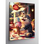 Tablomega Kanvas Tablo Dondurma Yiyen Kedi