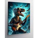 Tablomega Kanvas Tablo Elektro Gitar Çalan Dinazor Ve Kuşlar