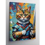 Tablomega Kanvas Tablo Elinde Kılıç Olan Kedi