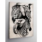 Tablomega Kanvas Tablo Fil Aslan Ve Zebra