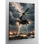 Tablomega Kanvas Tablo Fırtınalı Helikopter