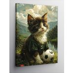 Tablomega Kanvas Tablo Futbolcu Yeşil Formalı Kedi