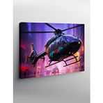Tablomega Kanvas Tablo Gece Helikopter Uçuşu
