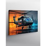 Tablomega Kanvas Tablo Gece Şehirde Helikopter