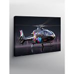 Tablomega Kanvas Tablo Gece Uçan Helikopter