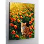 Tablomega Kanvas Tablo Gelincik Tarlasında Kedi