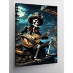Tablomega Kanvas Tablo Gitar Çalan Korsan İskelet