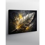 Tablomega Kanvas Tablo Gold Rengi Kuş Tüyü