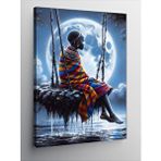 Tablomega Kanvas Tablo Gölde Sallanan Afrikalı Kadın