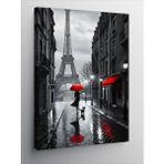 Tablomega Kanvas Tablo Kırmızı Şemsiyeli Paris Sokağı