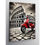 Tablomega Kanvas Tablo Kırmızı Vespa Ve Roma Kolezyumu