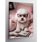 Tablomega Kanvas Tablo Kitap Okuyan Beyaz Köpek