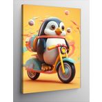 Tablomega Kanvas Tablo Motosiklet Kullanan Penguen