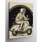 Tablomega Kanvas Tablo Motosiklet Süren Retro İskelet