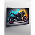 Tablomega Kanvas Tablo Neon Işıklı Motosiklet Çizimi