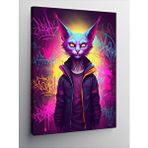 Tablomega Kanvas Tablo Neon Kedi
