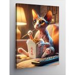 Tablomega Kanvas Tablo Noodle Yiyen Kedi
