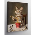 Tablomega Kanvas Tablo Noodle Yiyen Tekir Kedi