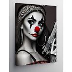 Tablomega Kanvas Tablo Palyaço Kadın Ve Tabanca Motifi