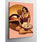Tablomega Kanvas Tablo Pizza Yapan Kadın