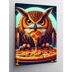 Tablomega Kanvas Tablo Pizza Yiyen Baykuş