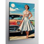 Tablomega Kanvas Tablo Retro Araba Ve Pin Up Kızı