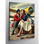Tablomega Kanvas Tablo Retro Çift Ve Uçak