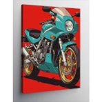 Tablomega Kanvas Tablo Retro Yeşil Motosiklet