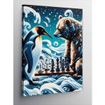 Tablomega Kanvas Tablo Satranç Oynayan Penguen