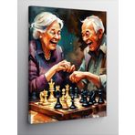 Tablomega Kanvas Tablo Satranç Oynayan Yaşlı Çift