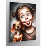 Tablomega Kanvas Tablo Sevimli Kız Çocuğu Ve Köpeği