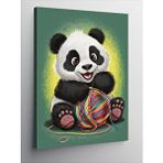 Tablomega Kanvas Tablo Sevimli Panda Ve Yün Yumağı