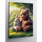 Tablomega Kanvas Tablo Sevimli Teddy Ayı Ve Tavşan