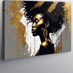 Tablomega Kanvas Tablo Siyah Beyaz Afrikalı Kadın