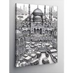 Tablomega Kanvas Tablo Siyah Beyaz Cami