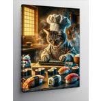 Tablomega Kanvas Tablo Sushi Yapan Aşçı Kedi