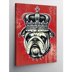 Tablomega Kanvas Tablo Taçlı Bulldog Çizimi