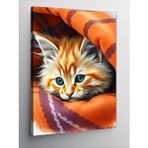 Tablomega Kanvas Tablo Turuncu Battaniyeli Kedi