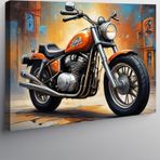 Tablomega Kanvas Tablo Turuncu Chopper Motosiklet