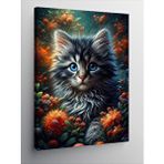 Tablomega Kanvas Tablo Turuncu Çiçekler Ve Kedi