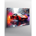 Tablomega Kanvas Tablo Turuncu Lamborghini Gece
