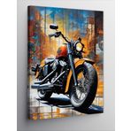 Tablomega Kanvas Tablo Turuncu Retro Motosiklet