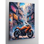 Tablomega Kanvas Tablo Turuncu Superbike Motosiklet