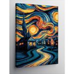 Tablomega Kanvas Tablo Van Gogh Tarzı Köy Evleri
